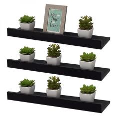 Kit 3 Prateleiras Porta Quadros 50X15cm Preta Suporte Invis