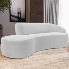 Sofá 3 Lugares Curvo Sala de Estar Living Firenze Direito D02 Bouclê B