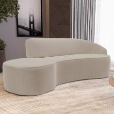 Sofá 5 Lugares Curvo Sala de Estar Living Firenze Direito D02 Veludo C
