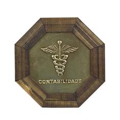 Quadro Oitavado Profissão Contabilidade Moldura Madeira Escura - 18 cm