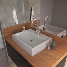 Kit Cuba Rt49 com Torneira Luxo 1195 Metal e Válvula 1 Polegada e Sifão Pvc e Flexível Compace Cinza