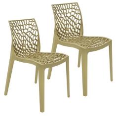 Kit 2 Cadeiras Gruvyer Design Cozinha Sala De Estar Jantar - Bege - Li