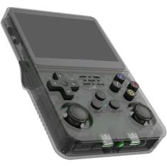 Console de jogos portátil retrô, console de videogame R36S com 15.000+ jogos, sistema Linux, tela IPS de 3,5 polegadas, reprodutor de vídeo de bolso com cartão TF 64GB - Preto