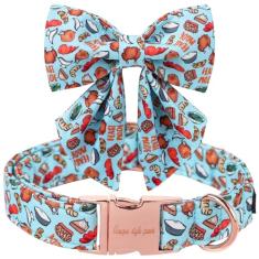 Unique Style Paws Coleira para cães de algodão de peru com laço de dia de ação de graças para cães pequenos, médios e grandes 2023