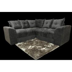 Sofá de Canto Marrom Almofadas Lisas Suede