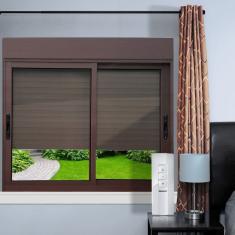 Janela Elite 2 Folhas Moveis com Persiana Integrada Correr com Motor e Controle Remoto 100 X 120 Vidro Liso Corten