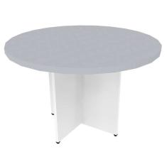 Mesa De Jantar Redonda Natus40 Branca E Cinza Cristal 120 Cm