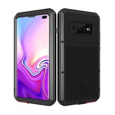 LOVE MEI Capa para Galaxy S10 Plus, [com protetor de tela de vidro embutido], capa dura de corpo inteiro, resistente, à prova de choque, à prova de poeira, capa de silicone de metal para Samsung