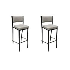 Banqueta para bar alta Empilhável cor Preta Assento e Encosto Estofado