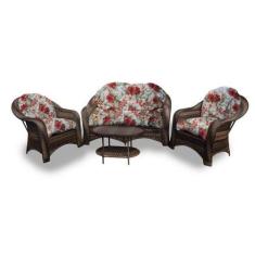 Conjunto de Sofá Fibra Sintética Naxos - 1 Sofá 2L + 2 Poltronas + 1 M