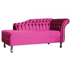 Recamier Decorativo Divã Styllus Lado Esquerdo Veludo Rosa Pink Pés Ma
