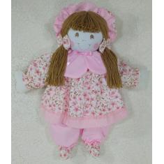 Boneca com chapéu  55cm vestido com estampas variadas, decoração nicho