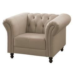 Poltrona Decorativa Maggiore Couro Bege 66 - Gran Belo