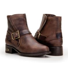 Bota Capelli Boots em Couro Cano Curto com Fivela Feminina