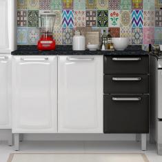 Balcão com Tampo 3 Portas 2 Gavetas Ig3g2-120 Tarsila Itatiaia Branco/Preto