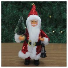 Boneco Natal Papai Noel Com Brilho Vermelho Em Tecido 22cm