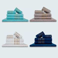 Jogo De Toalhas 20 Pçs Coleção Dubai 100% Algodão Vd+cz+br+az