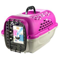 Caixa De Transporte Grande Panther Para Caes e Gatos Plast Pet N4 Cor:Rosa