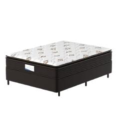 Cama Box Colchão Casal Molas Ensacadas Granville Pillow Top 138x188x66cm Marrom/Branco Probel