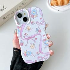 DEFBSC Capa compatível com iPhone 13 Pro Max, design de padrão de pintura estética, moldura ondulada, encaracolado, brilhante, policarbonato rígido, TPU macio, à prova de choque, proteção híbrida de 2