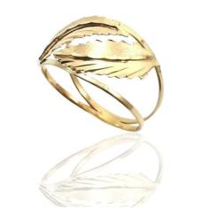 Anel de ouro 18k Folhas Estampado - Elegancy Joias, 19