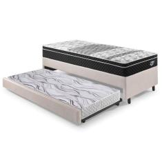 Bicama Box Solteiro material sintético Linho Areia 88x188x28 cm com Co