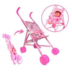 Carrinho De Boneca Infantil Ninos Passeio Dobravel Rosa Luxo - Pica-pa