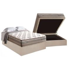 Cama Box Baú Casal: Colchão Molas Herval Maxspring Moskow + Base Crc Suede Clean(138X188)