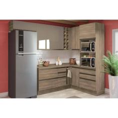 Cozinha Modulada Completa Maxxi 11 Peças (3Aéreos+2Balcões+1Paneleiro+5Complementos) C11P33 Nogal - Kappesberg