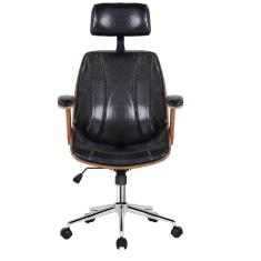 Cadeira Escritório Giratória Kopenhagen Presidente Fratini Móveis Preto/Amadeirado