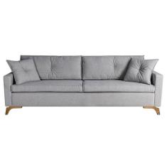Sofá 3 Lugares Viena Linho Cinza 210 cm - Keva