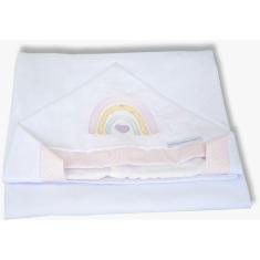 Toalha De Banho Malha Forrada Com Fralda Boneca Rosa