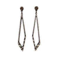 Brinco Armazem Rr Bijoux Comprido Cristais Grafite