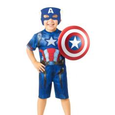 Fantasia Infantil Capitão América Com Máscara e Escudo ( dos 2 aos 9 a