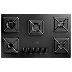 Cooktop 5 Bocas a Gás GLP Brastemp Mesa de Vidro Chama Simmer Preto Ac