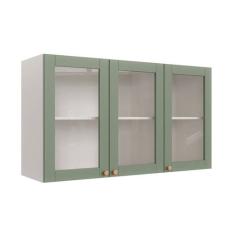 Armário Aéreo 3 Portas 120cm com Porta de Vidro Arizona CabeCasa Madei