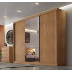 Guarda-Roupa Casal MDF com Espelho 3 Portas 6 Gavetas Soberano - Novo 