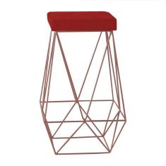 Banqueta Kathy Base Bronze Suede Vermelho Gran Belo