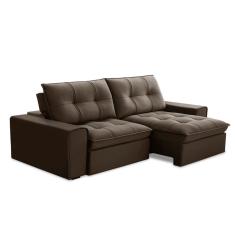 Sofá 3 Lugares Retrátil e Reclinável Argos Veludo Marrom