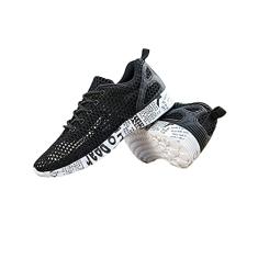 Bestgift Sapatos Masculinos de Malha Oca Sapatos de Malha de Caminhada Resistentes ao Desgaste Tênis Masculino de Sola Macia Preto 41.5