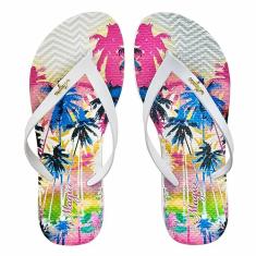 Chinelo Tropical Feminino Coqueiros Coloridos, Magicc