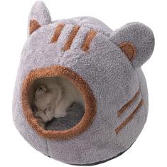 Cama de caverna para gatos, casas de gato de inverno com travesseiro acolchoado removível e lavável, casa de cama de gato de pelúcia macia, caverna interna confortável para animais de estimação, barra
