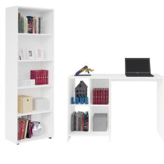 Conjunto Para Escritório Com Mesa 4 Nichos E Estante Artely