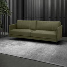 Sofá Decorativo Karine 4 Lugares Sala de estar 270cm Pés em Aço Couro 