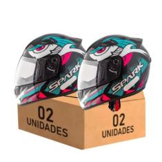 Kit 2 Capacetes Ebf Spark Dragon Rosa e Dragon Tiffany Fechado, 60/60