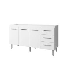 Balcão para Pia de Cozinha 1,60m Emily com 3 Portas e 3 Gavetas Branco