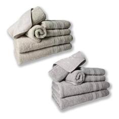 Jogo De Toalhas 4 Banhos 4 Rostos 4 Pisos Grossa Bege+cinza