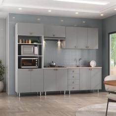 Cozinha Completa 5 Peças 100% Mdf Bp 2 Balcões 2 Aereos e Torre Quente