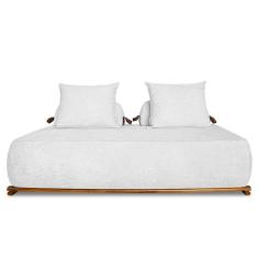 Sofá 2 Lugares 180cm Ilha Base Madeira Viero S06 Boucle Branco - Mpozenato