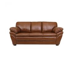 Sofá De Couro Gana 3 Lugares Conhaque Com Brilho - Mempra Design
